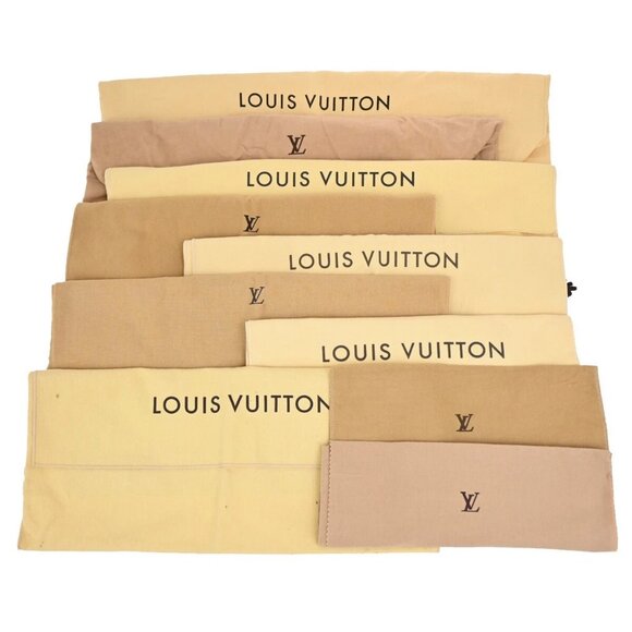 LOUIS VUITTON Logo 10 Set Dust Bag Drawstring Canvas Cotton Beige Brown - Picture 1 of 16